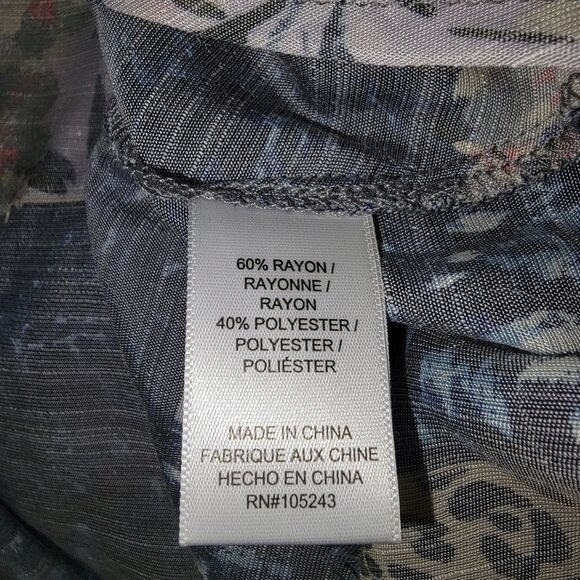 Bobeau Nwot floral leopard print rayon blend knit hem shirt top size Large - Picture 7 of 7